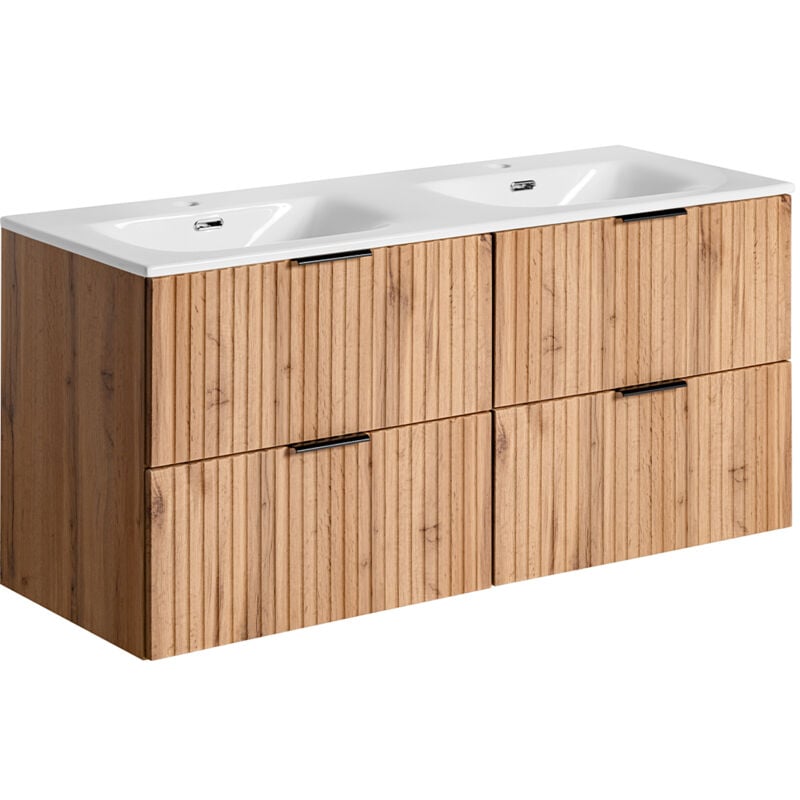 foto del prodotto mobile bagno doppio lavabo adriel marrone 120cm