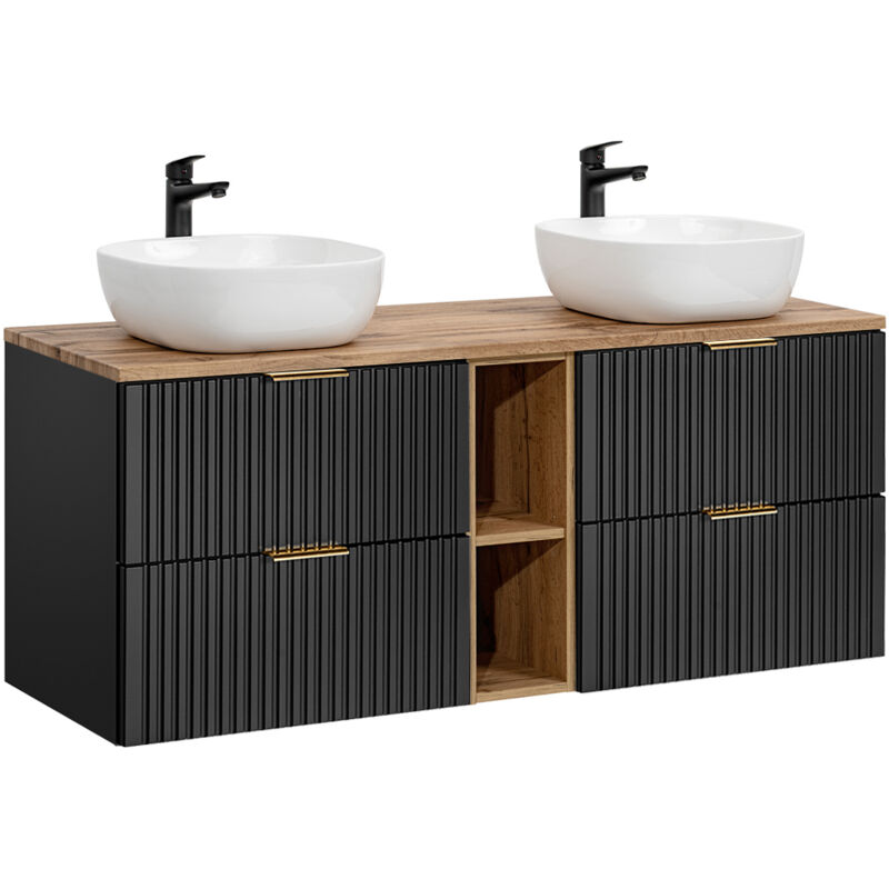 foto del prodotto mobile bagno doppio lavabo adriel nero 140cm