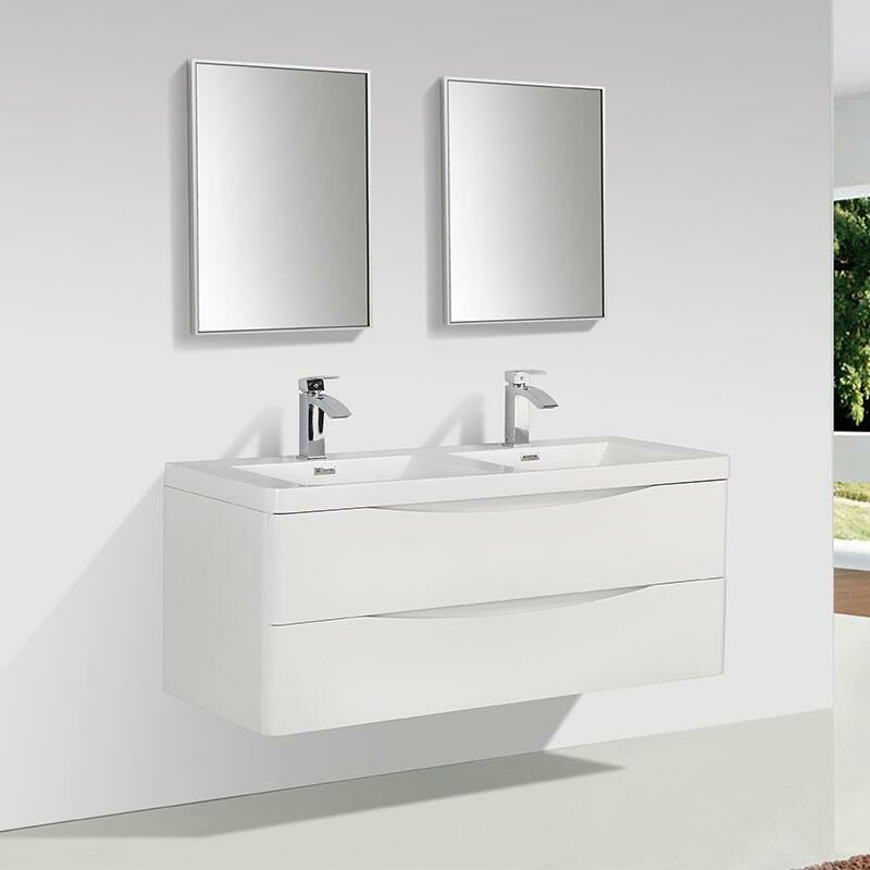 foto del prodotto mobile bagno doppio lavabo design piacenza larghezza 120 cm laccato bianco