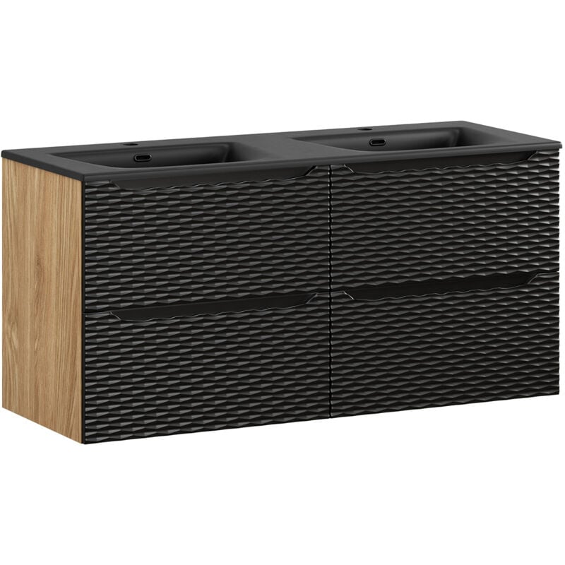 foto del prodotto mobile bagno doppio lavabo elora nero e marrone 120cm