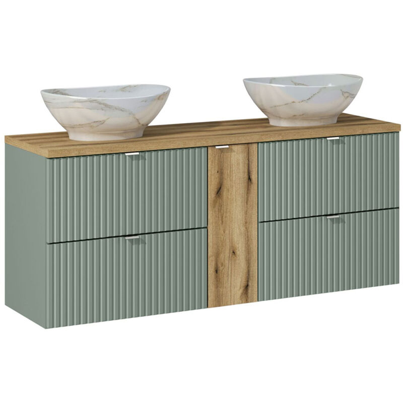 foto del prodotto mobile bagno doppio lavabo jade verde e marrone 140cm