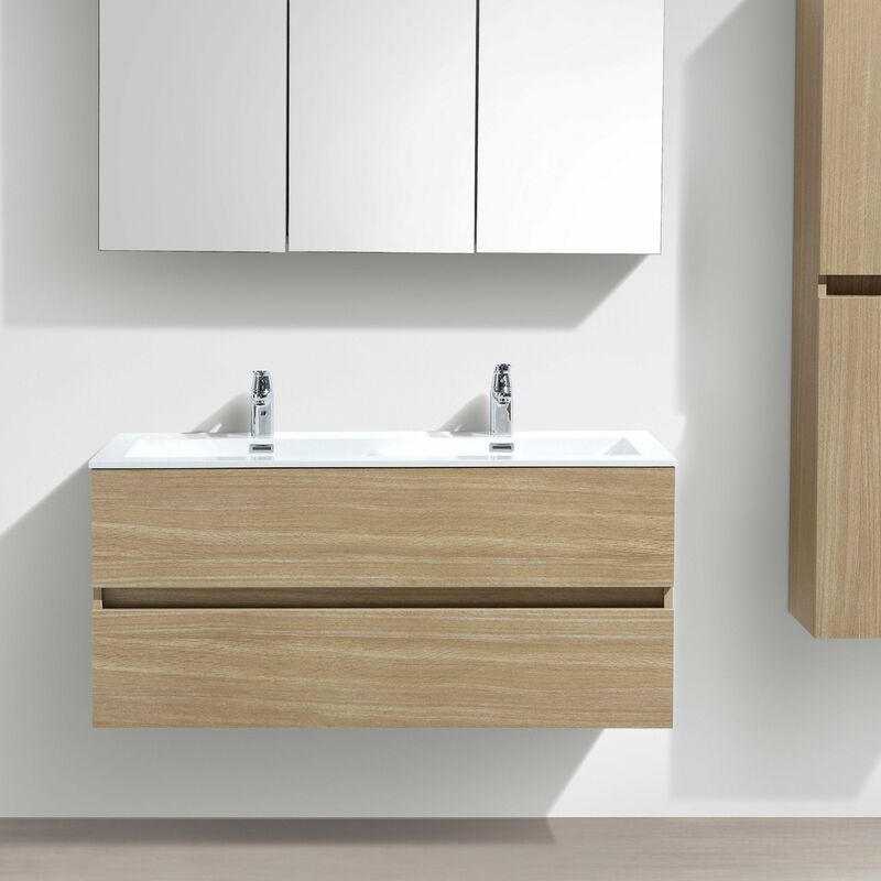foto del prodotto mobile bagno doppio lavabo siena 120 cm rovere chiaro