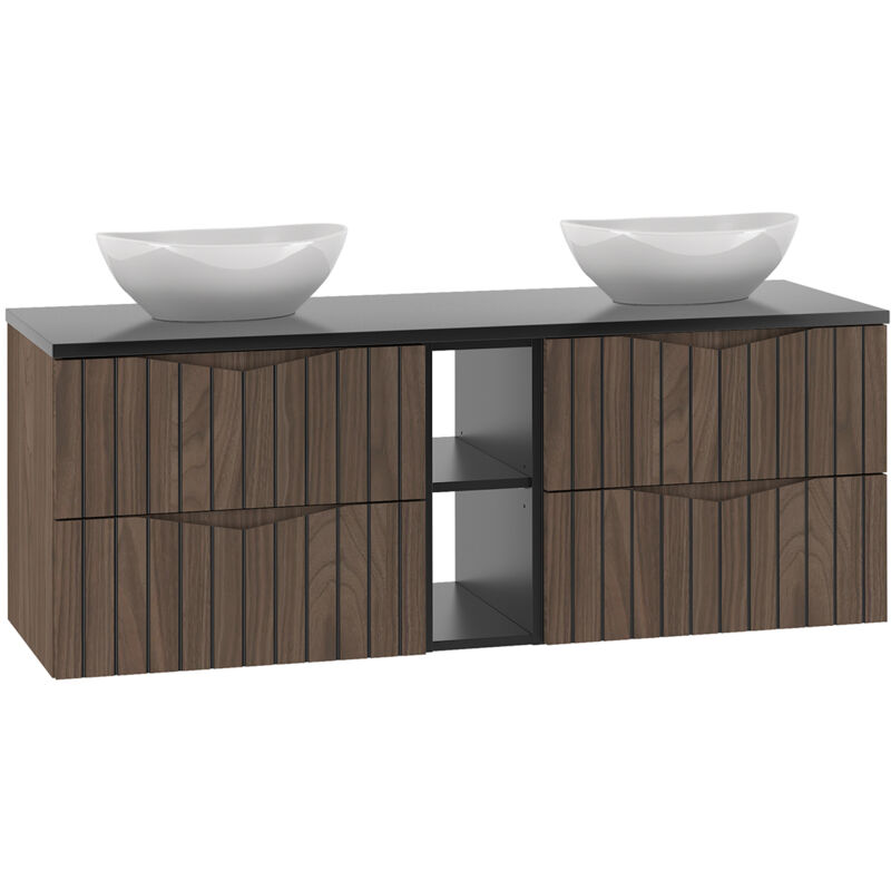 foto del prodotto mobile bagno doppio lavabo siena marrone e nero 140cm