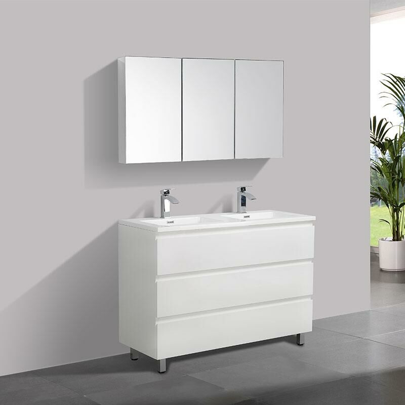 foto del prodotto mobile bagno doppio lavabo verona larghezza 120 cm laccato bianco