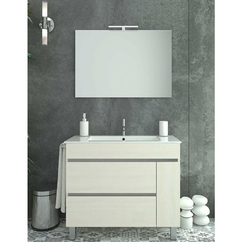 immagine 0 del prodotto mobile bagno hemera con lavabo, specchio e portasciugamani 80cm crema