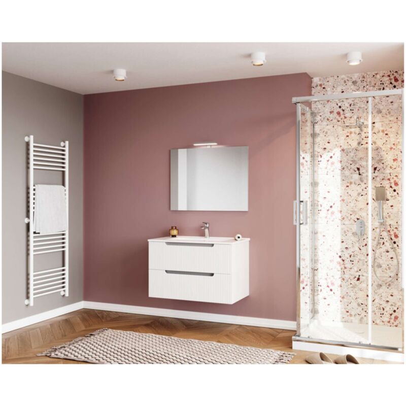 foto del prodotto mobile bagno ibiza 80 sospeso 2 cassetti bianco