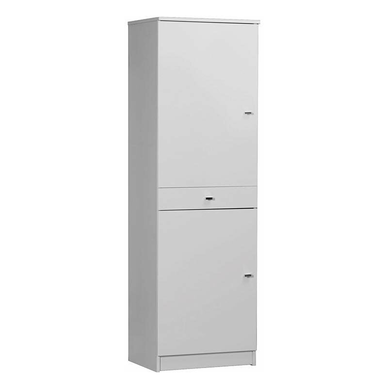 foto del prodotto mobile bagno in legno con 2 ante 1 cassetto 2 ripiani 46x34xh147 cm bianco 282tl