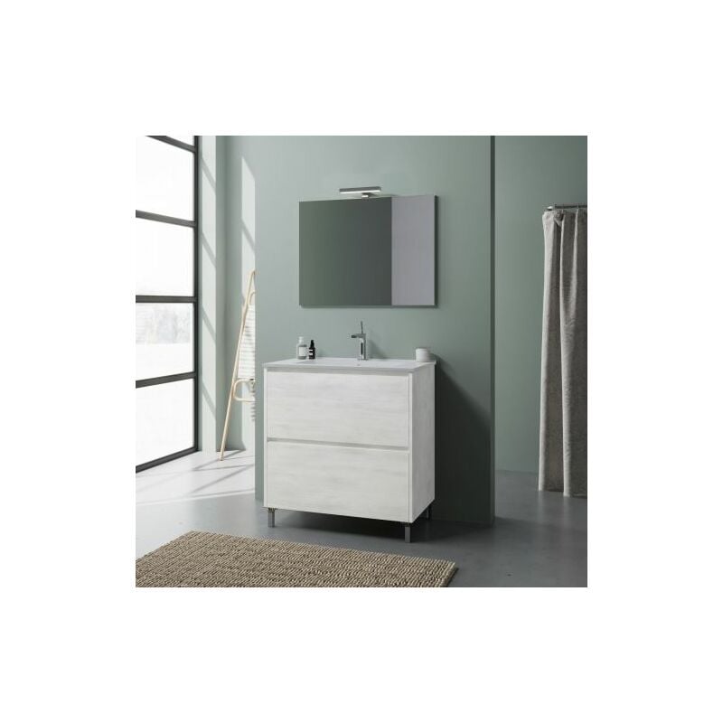 foto del prodotto mobile bagno lisbona 2c 80 rovere bianco