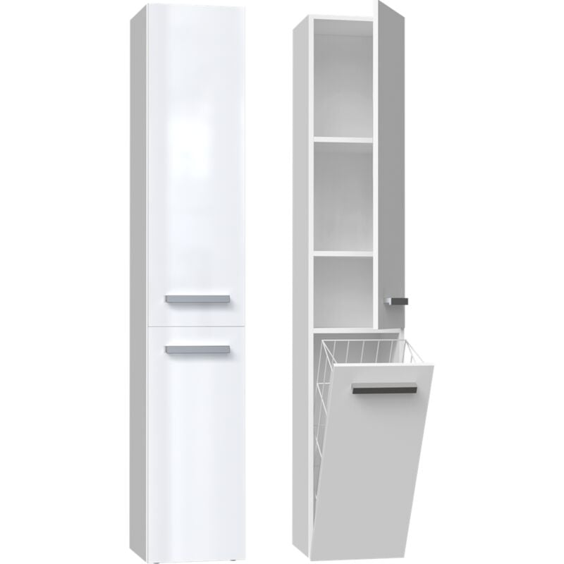 foto del prodotto mobile bagno mensola colonna cestino nel iv bianco lucido