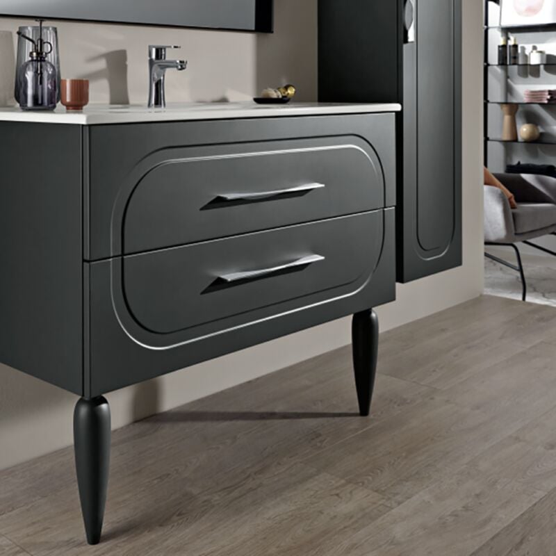 foto del prodotto mobile bagno moderno 100 cm antracite opaco 2 cassetti lavabo caspio