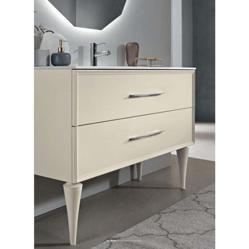 foto del prodotto mobile bagno moderno 100 cm avorio opaco 2 cassetti lavabo classic