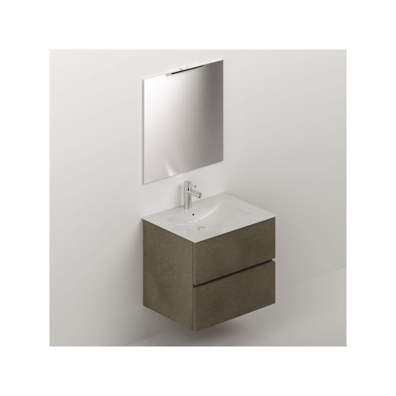 foto del prodotto mobile bagno moderno sospeso colore argilla. mobili in