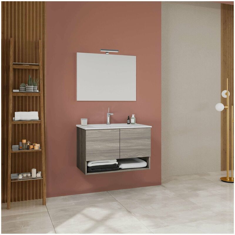foto del prodotto mobile bagno oslo cm. 80 sospeso rovere grigio