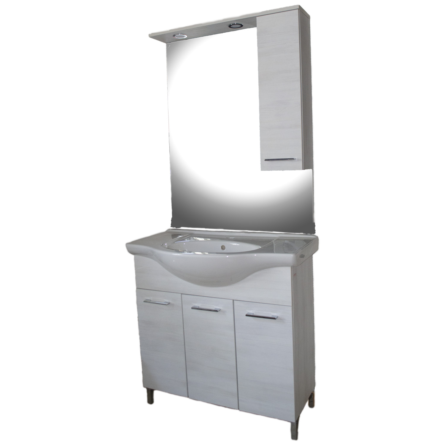 foto del prodotto mobile bagno rovere bianco 3 ante 85 cm