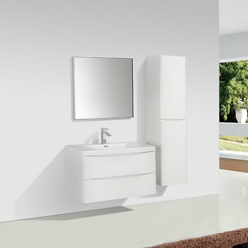 foto del prodotto mobile bagno singolo lavabo piacenza larghezza 90 cm laccato bianco