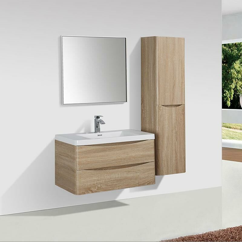 foto del prodotto mobile bagno singolo lavabo piacenza larghezza 90 cm rovere chiaro