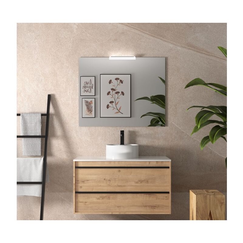 foto del prodotto mobile bagno sospeso 100 cm 2 cassetti in legno rovere ostippo con lavabo d appoggio astoria 100 cm standard