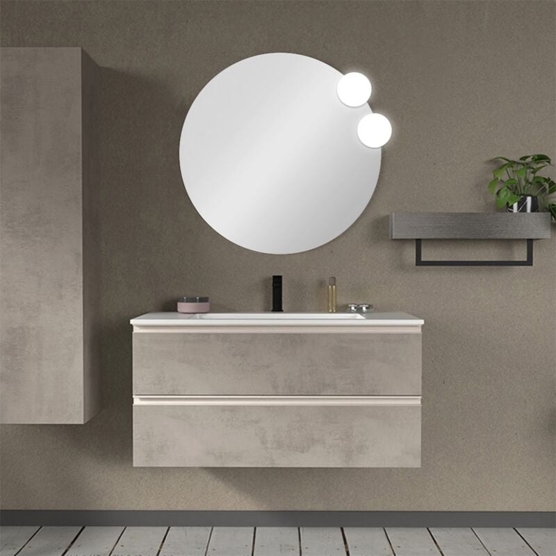 foto del prodotto mobile bagno sospeso 100 cm grigio cemento con lavabo e specchio master