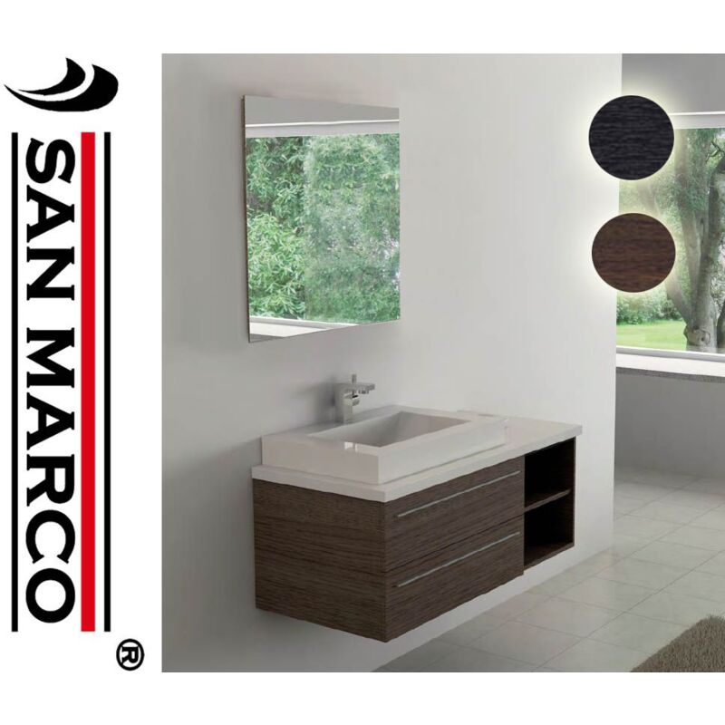 foto del prodotto mobile bagno sospeso 120 cm con 2 cassettoni a chiusura ammortizzata noce