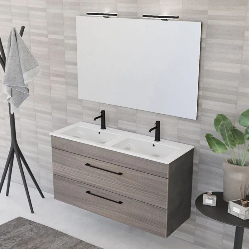 foto del prodotto mobile bagno sospeso 120 cm smart olmo lava con specchio