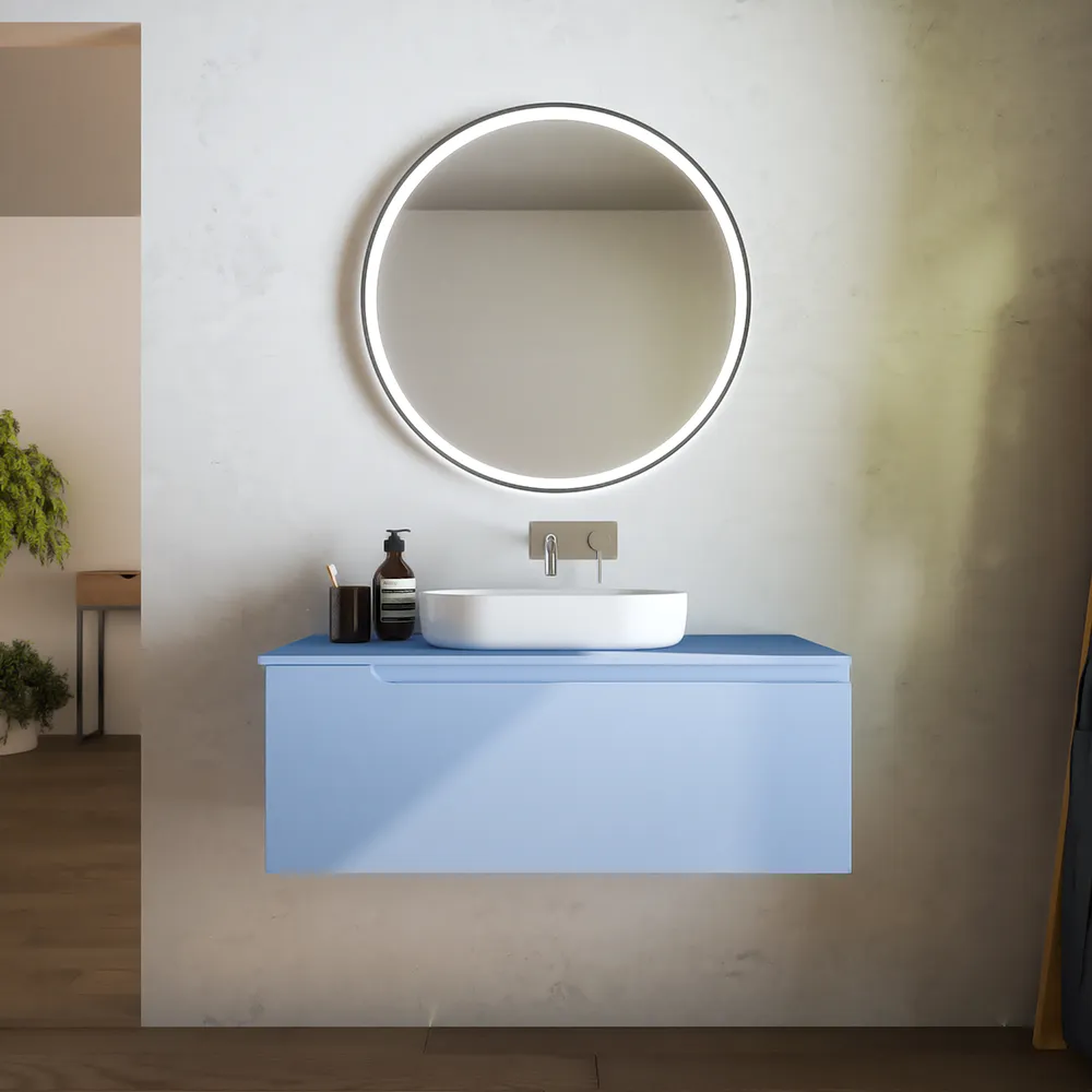 foto del prodotto mobile bagno sospeso 120 cm un cassetto carta da zucchero con top ardenne