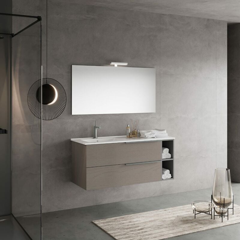foto del prodotto mobile bagno sospeso 120cm 2 cassetti frassino e vano a giorno new york