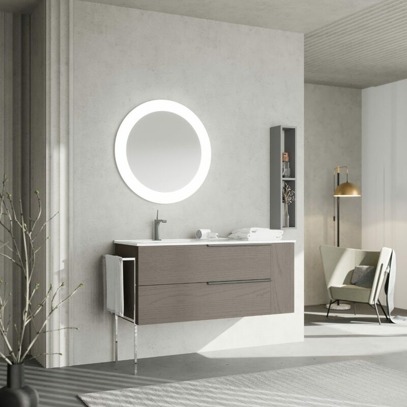 foto del prodotto mobile bagno sospeso 120cm grigio frassino cassetti vano a giorno new york