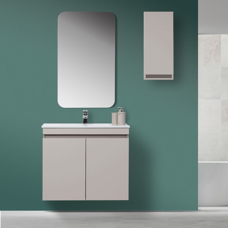 foto del prodotto mobile bagno sospeso 2 ante tortora l.80cm con specchio