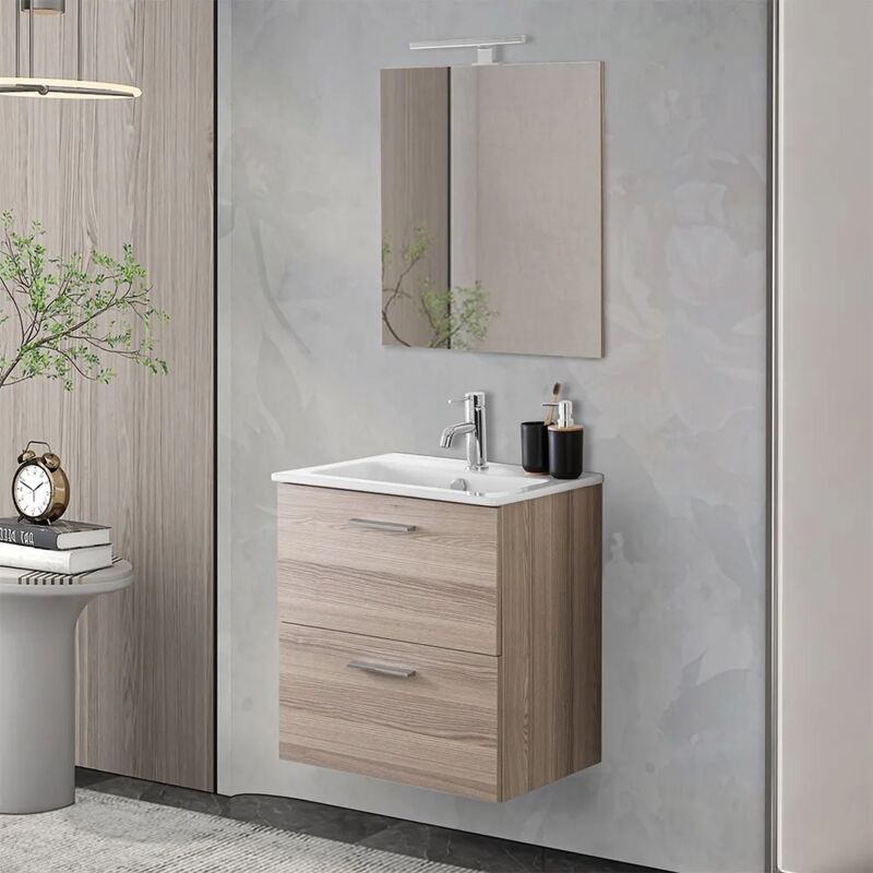 foto del prodotto mobile bagno sospeso 60 corda con lavabo e specchio miami