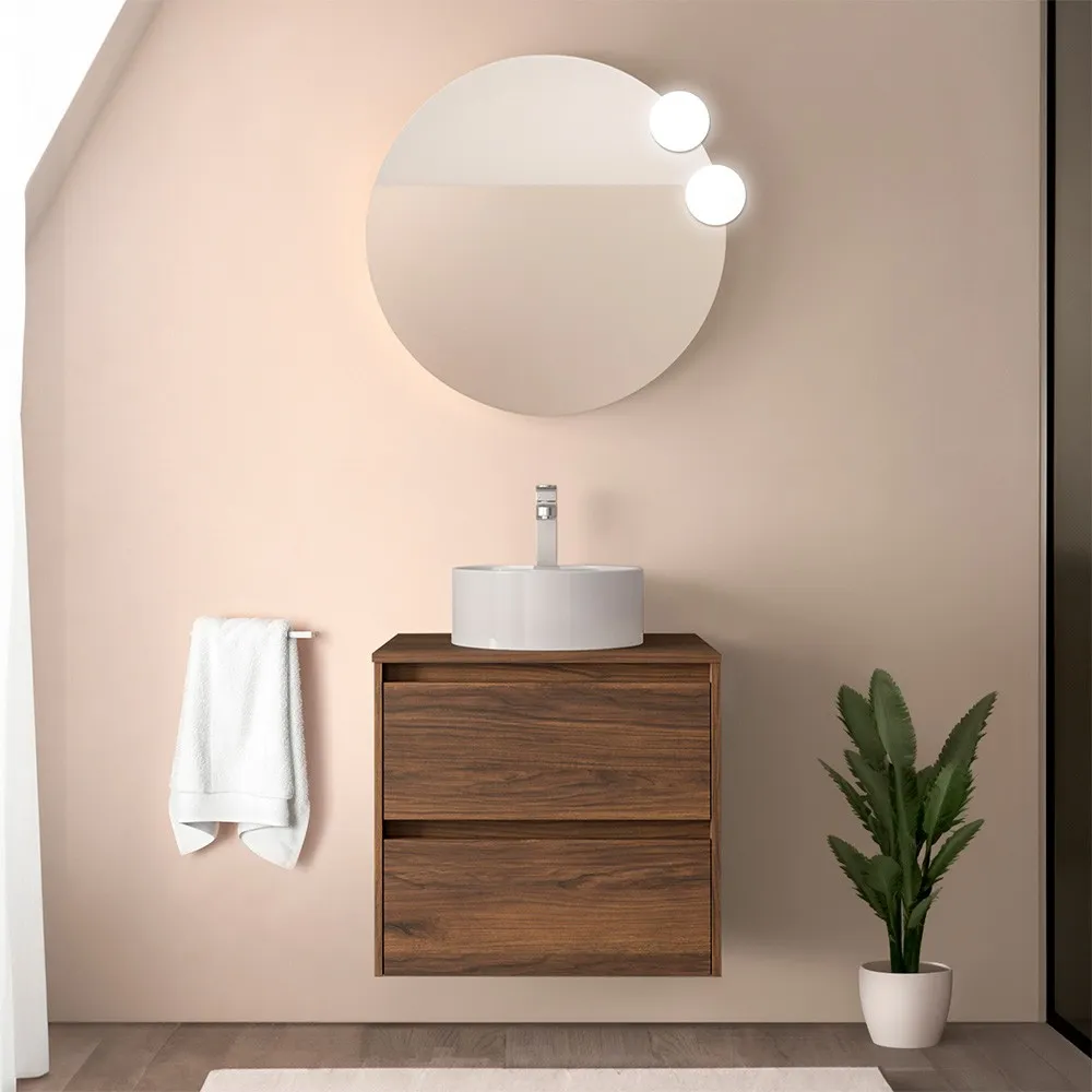 foto del prodotto mobile bagno sospeso 70 cm noce maya con top e specchio gaya