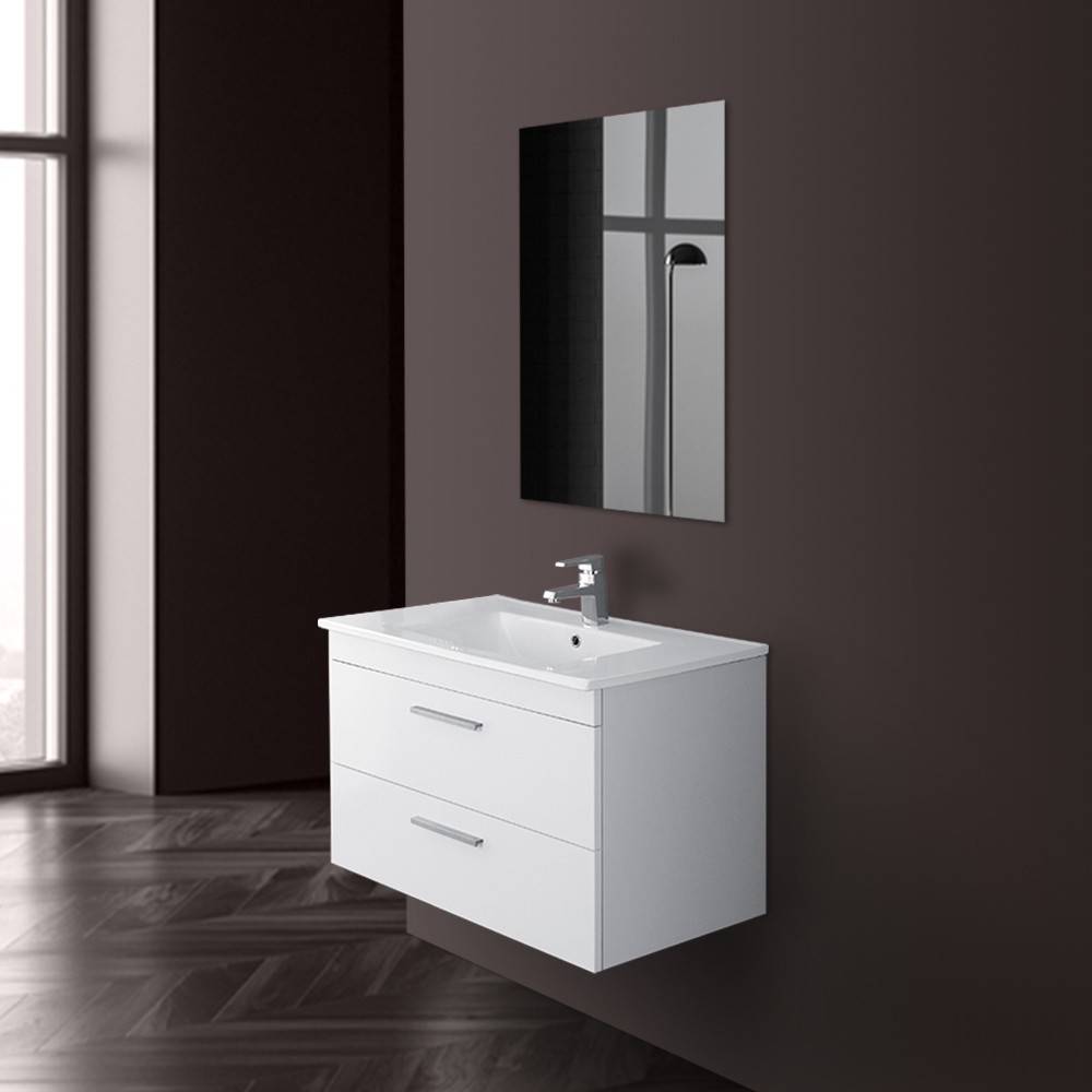 foto del prodotto mobile bagno sospeso 80 cm bianco con 2 cassettoni soft-close desya