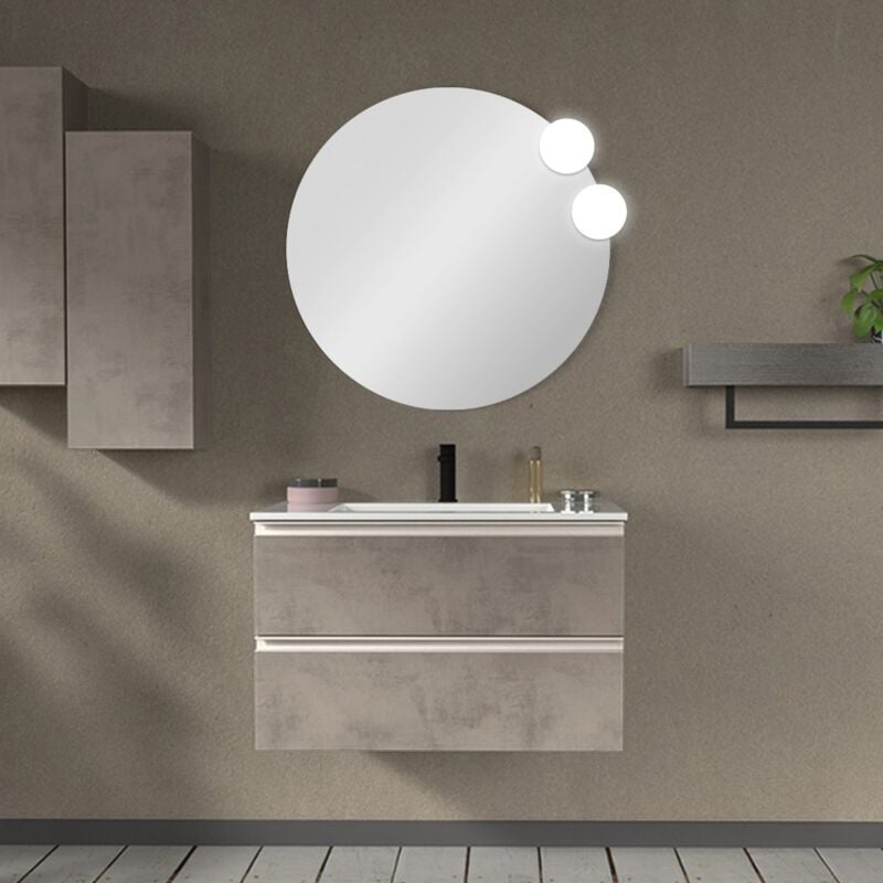 foto del prodotto mobile bagno sospeso 80 cm grigio cemento con lavabo e specchio master