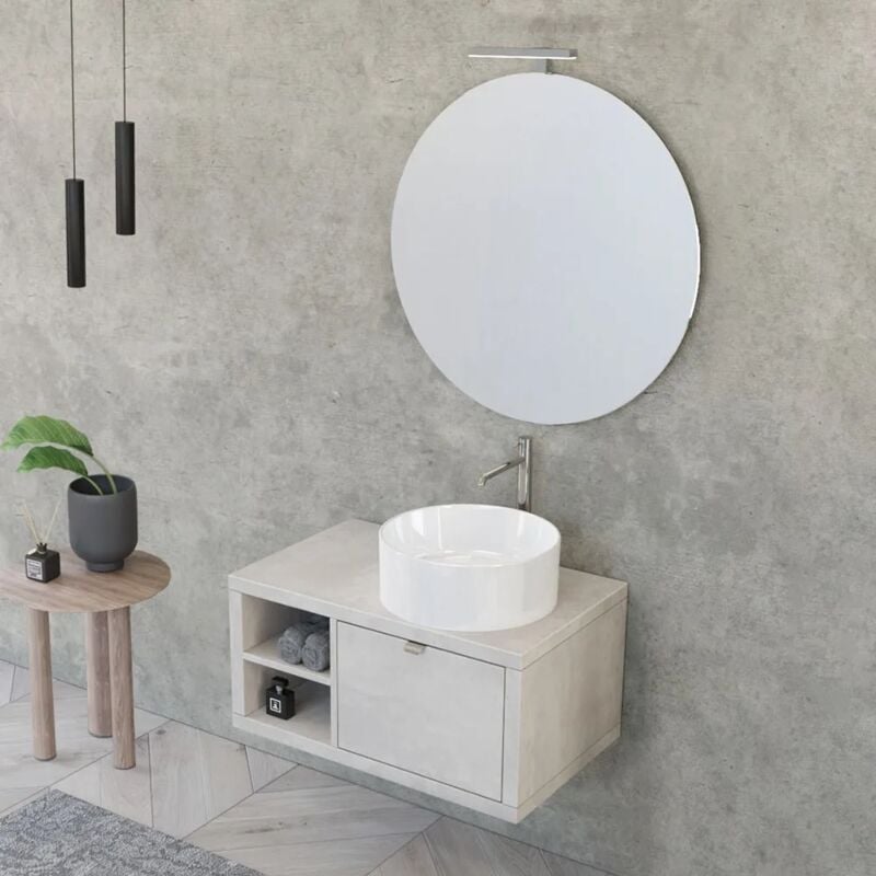 foto del prodotto mobile bagno sospeso 80 cm grigio nuvola master lavabo 40 e specchio 80