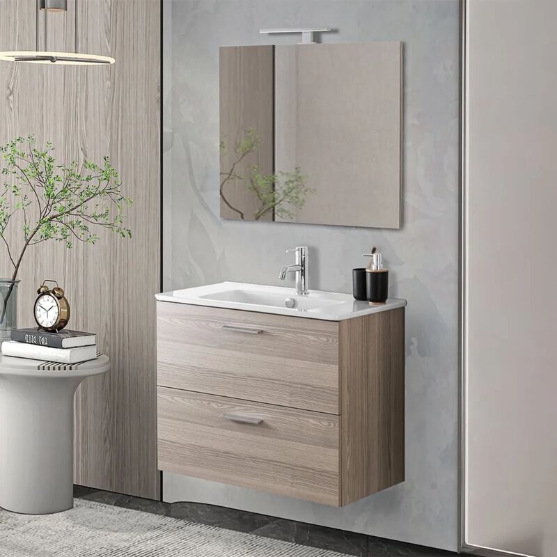 foto del prodotto mobile bagno sospeso 80 corda con lavabo e specchio miami