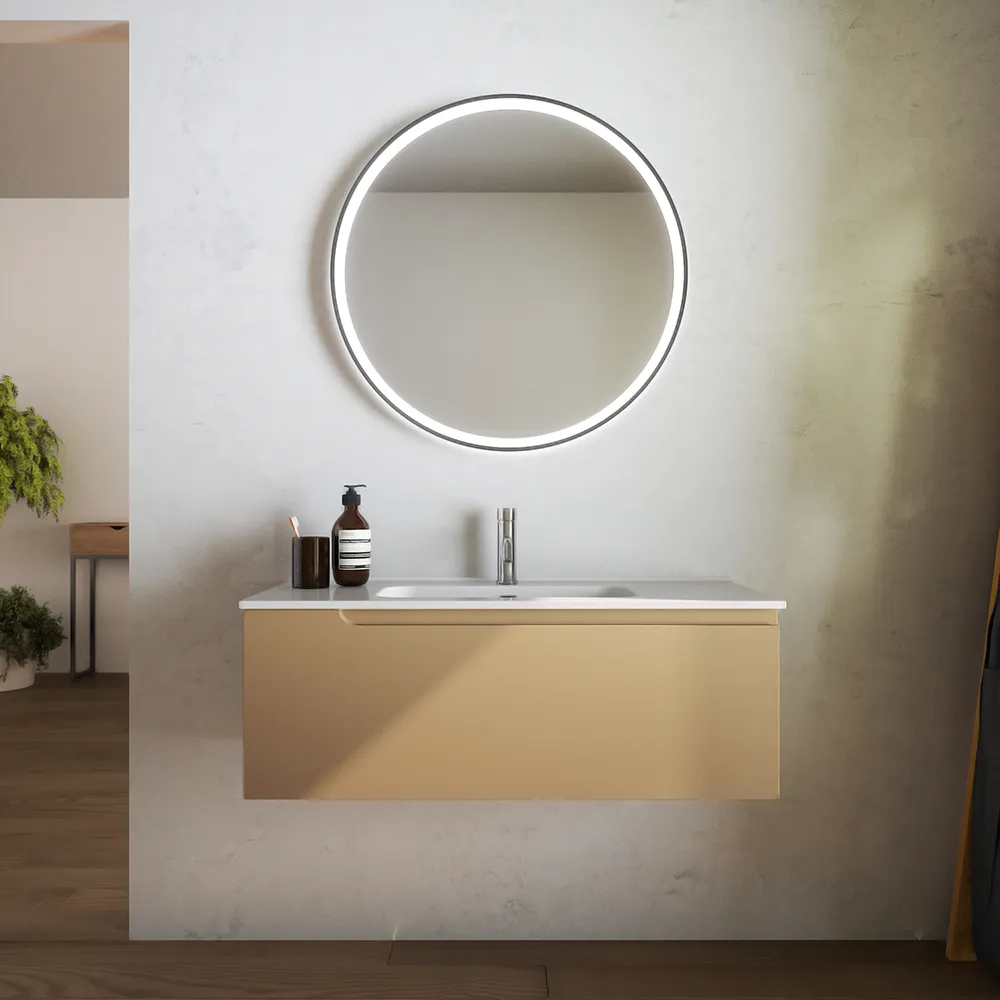 foto del prodotto mobile bagno sospeso 80cm un cassetto sabbia opaco con lavabo ardenne
