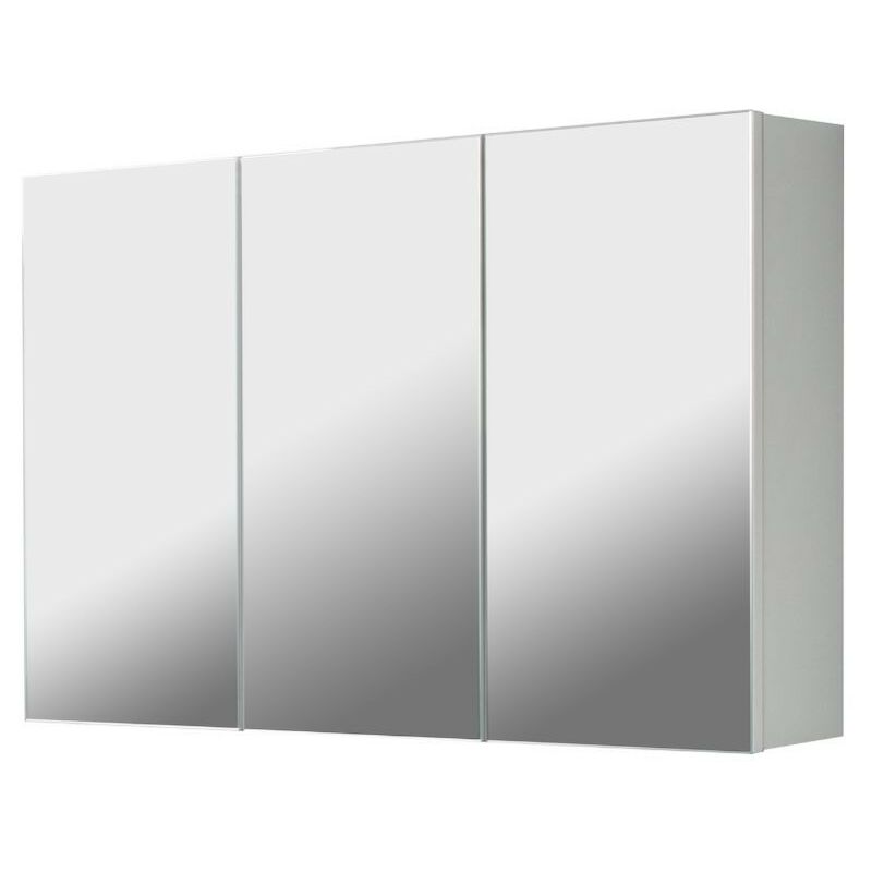 foto del prodotto mobile bagno sospeso 85 cm con specchio e tre ante colore bianco solo