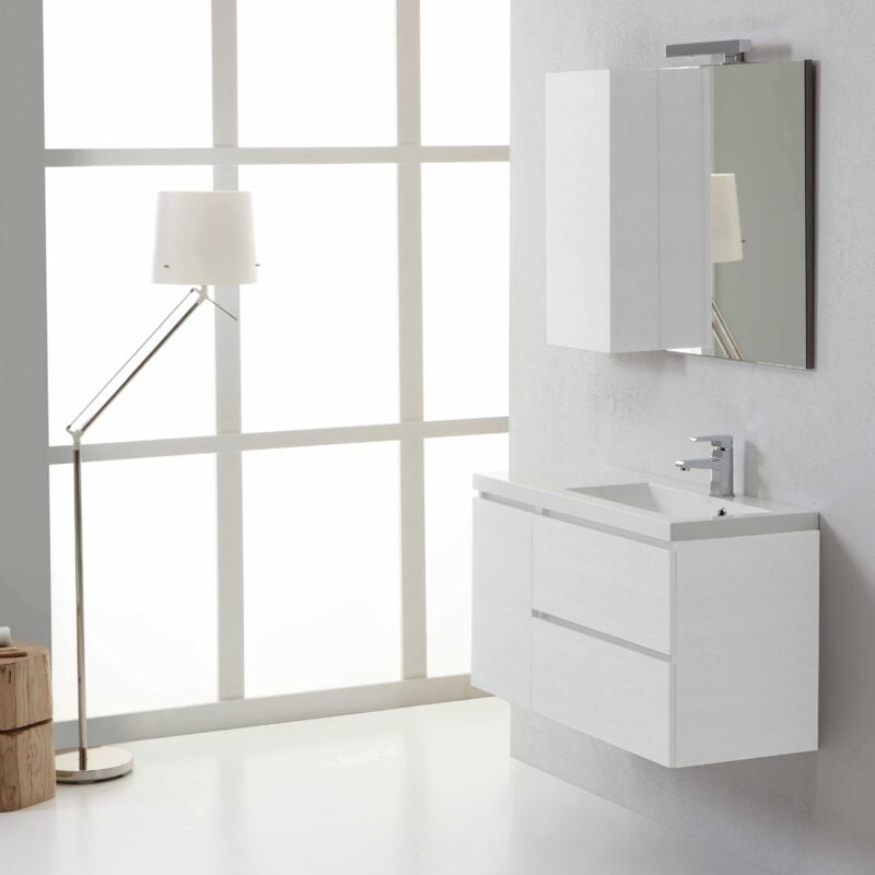 foto del prodotto mobile bagno sospeso 90 cm design moderno destro manhattan