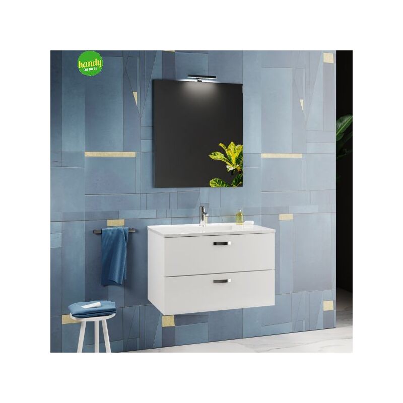 foto del prodotto mobile bagno sospeso con specchiera e lavabo integrato modello alice 80cm composizione completa savini