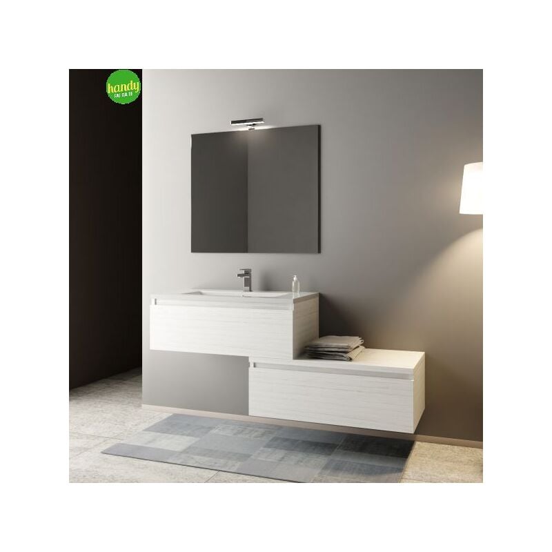 foto del prodotto mobile bagno sospeso con specchiera e lavabo integrato modello andy 135cm composizione completa portuna bianco mobo