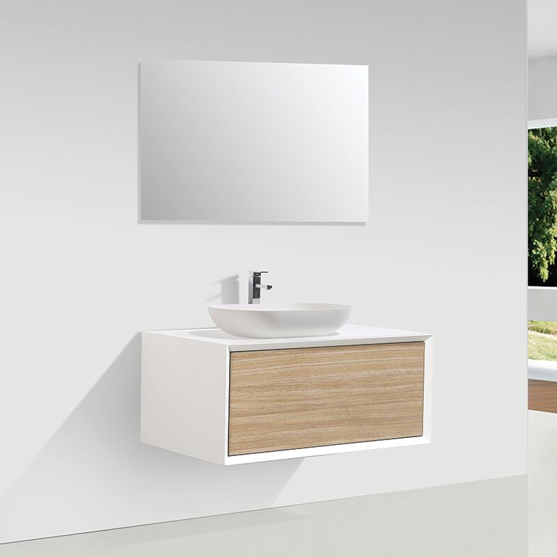 foto del prodotto mobile bagno sospeso con vasca palio 90 cm bianco rovere chiaro