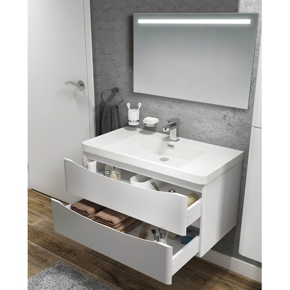 foto del prodotto mobile bagno sospeso lesina bianco lucido 90x48x55