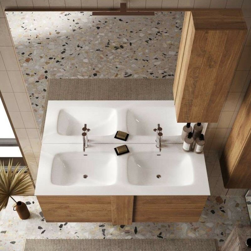 foto del prodotto mobile bagno sospeso rovere 2 cassetti jupiter l 101 x h 50 x p 45 cm