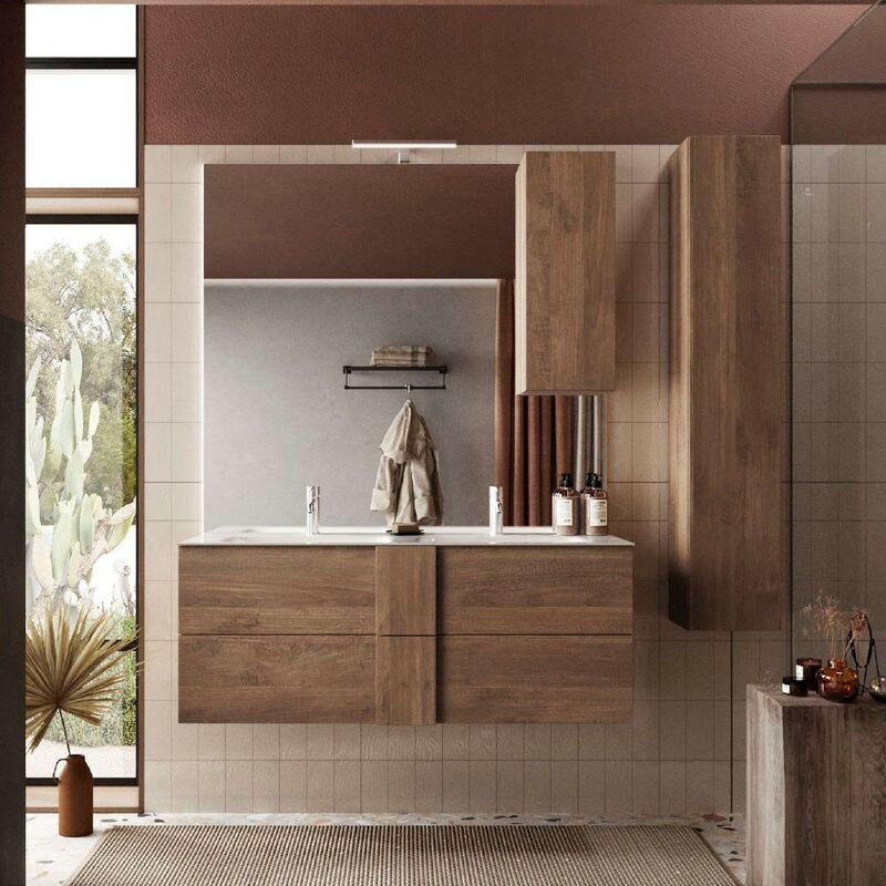 foto del prodotto mobile bagno sospeso rovere 2 cassetti jupiter l 82 x h 50 x p 45 cm
