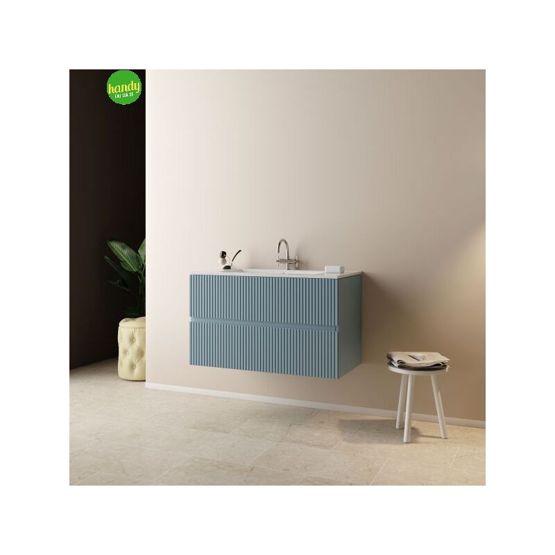 foto del prodotto mobile bagno sospeso senza specchio modello sophia 80cm base sospesa lavabo azzurro polvere specchio escluso mobo