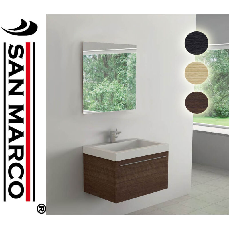 foto del prodotto mobile bagno sospeso urban con 2 cassettoni chiusura ammortizzata rovere sbiancato