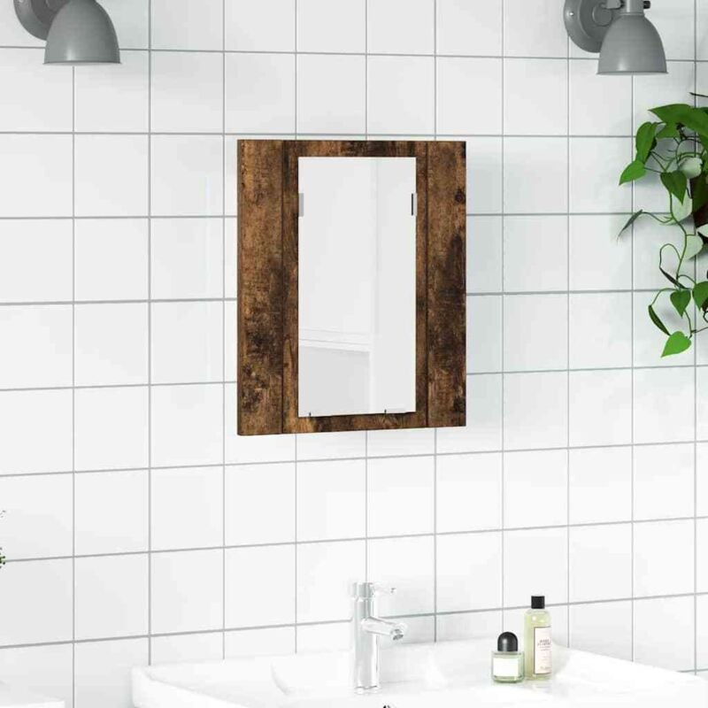 foto del prodotto mobile bagno specchio led rovere fumo 40x12x45cm multistrato vidaxl