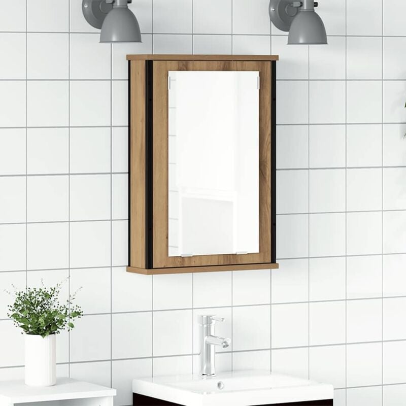 foto del prodotto mobile bagno specchio rovere artigianale 42x12x60 cm truciolato vidaxl