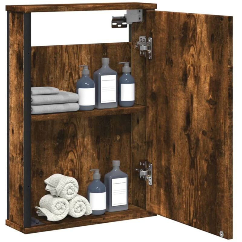 foto del prodotto mobile bagno specchio rovere fumo 42x12x60 cm legno multistrato vidaxl