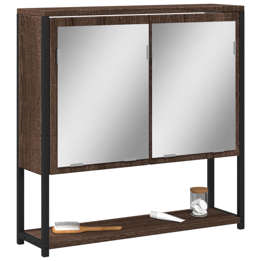 foto del prodotto mobile bagno specchio rovere marrone 60x16x60 legno multistrato