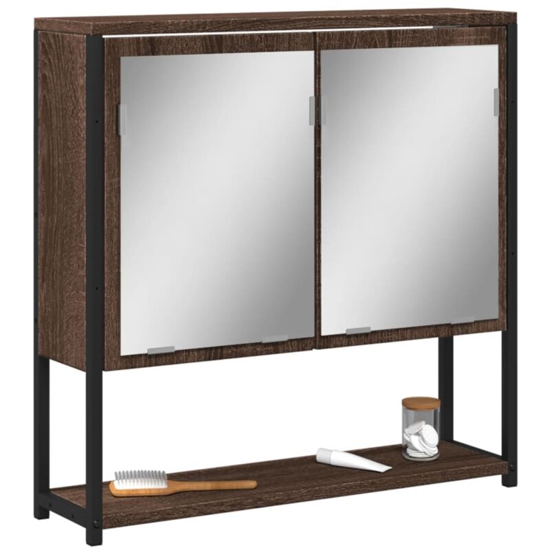foto del prodotto mobile bagno specchio rovere marrone 60x16x60 legno multistrato vidaxl